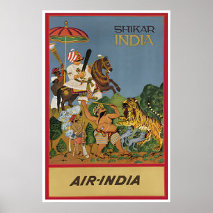 Indien Art Shikar Jagd Indien Reiseplakat Poster
