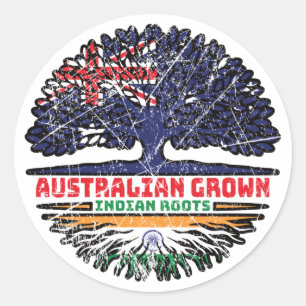 Indien Australien Treots Flag Runder Aufkleber