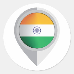 Indien Button Location Flag Runder Aufkleber