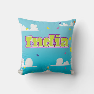 Indien Cartoon Reise Druck. Kissen