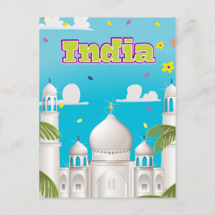 Indien Cartoon Reise Druck. Postkarte