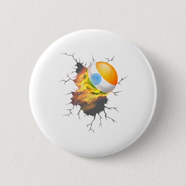 Indien Cricket Fans Shirt Fans Geschenkset Indisch Button (Vorderseite)