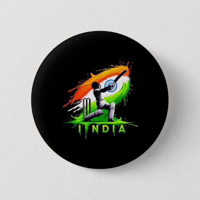 Indien Cricket Indischer Cricket Fan  Button (Vorderseite)