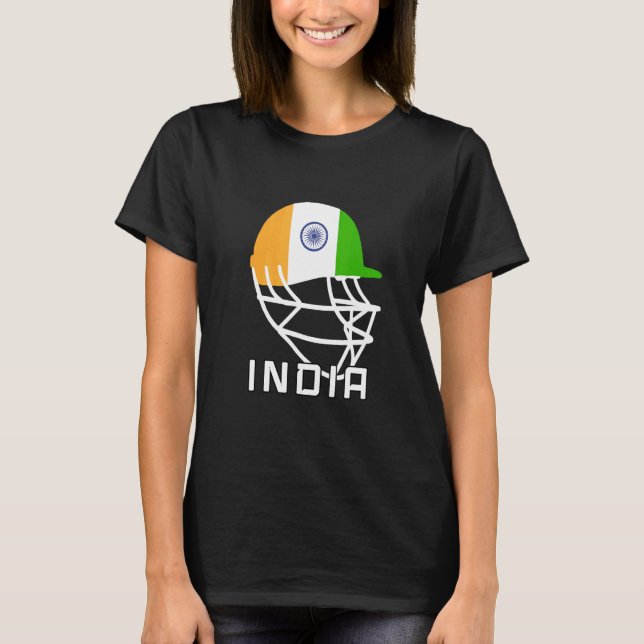 Indien Cricket-Lüfter Helm Indien Cricket-Spieler T-Shirt (Vorderseite)