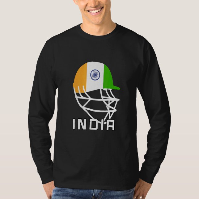 Indien Cricket-Lüfter Helm Indien Cricket-Spieler T-Shirt (Vorderseite)