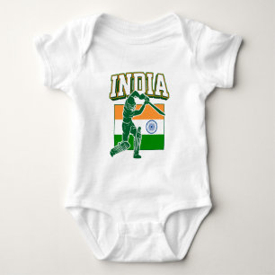 Indien Cricket mit indischer Flagge Geschenk Baby Strampler