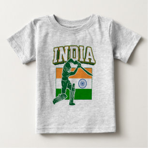 Indien Cricket mit indischer Flagge Geschenk Baby T-shirt