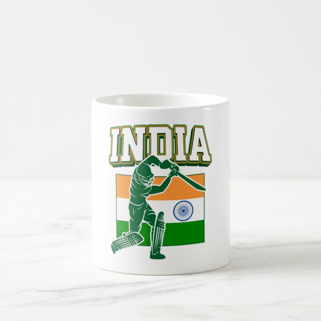 Indien Cricket mit indischer Flagge Geschenk Kaffeetasse (Mittel)