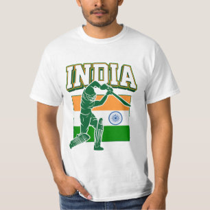 Indien Cricket mit indischer Flagge Geschenk T-Shirt