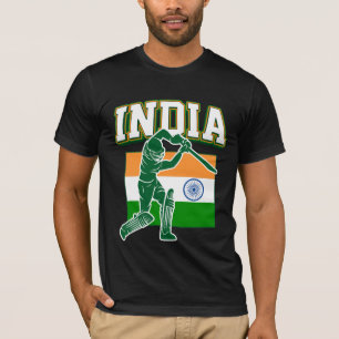 Indien Cricket mit indischer Flagge Geschenk T-Shirt
