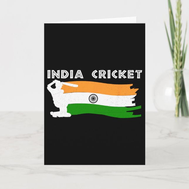 Indien Cricket mit indischer Flagge  Karte (Vorderseite)