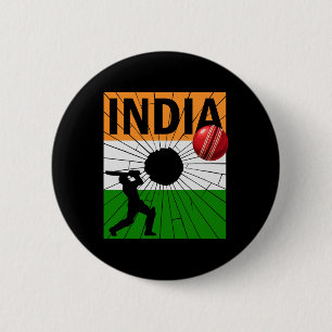 Indien Cricket Mit Indischer Flagge Pinselstrich A Button
