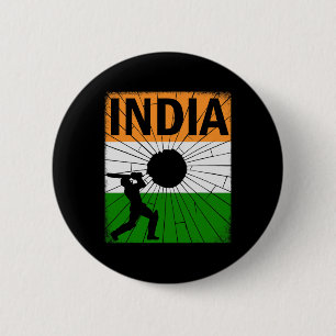 Indien Cricket Mit Indischer Flagge Pinselstrich A Button