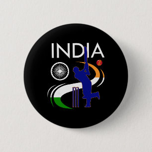 Indien Cricket Mit Indischer Flagge Pinselstrich A Button