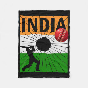 Indien Cricket mit indischer Flagge Pinselstrich A Fleecedecke
