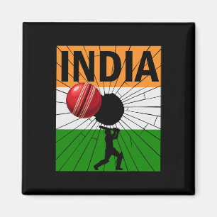 Indien Cricket mit indischer Flagge Pinselstrich A Magnet