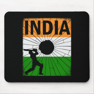 Indien Cricket Mit Indischer Flagge Pinselstrich A Mousepad
