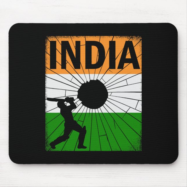 Indien Cricket Mit Indischer Flagge Pinselstrich A Mousepad (Vorne)