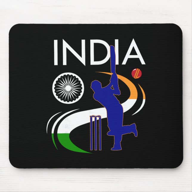 Indien Cricket Mit Indischer Flagge Pinselstrich A Mousepad (Vorne)