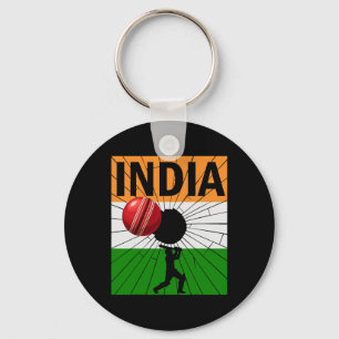 Indien Cricket Mit Indischer Flagge Pinselstrich A Schlüsselanhänger