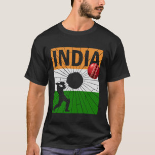 Indien Cricket mit indischer Flagge Pinselstrich A T-Shirt