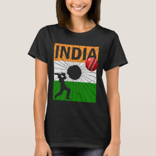 Indien Cricket mit indischer Flagge Pinselstrich A T-Shirt