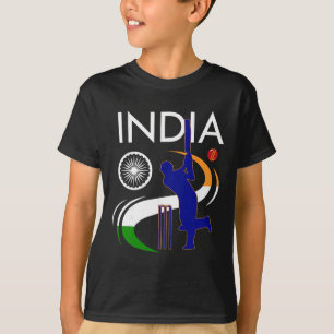 Indien Cricket mit indischer Flagge Pinselstrich A T-Shirt