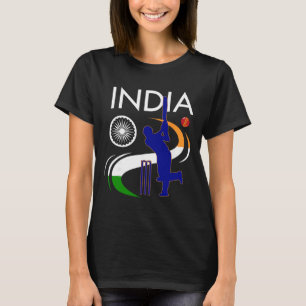 Indien Cricket Mit Indischer Flagge Pinselstrich A T-Shirt