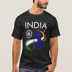 Indien Cricket mit indischer Flagge Pinselstrich T T-Shirt