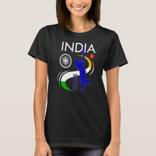 Indien Cricket mit indischer Flagge Schlaganfall T-Shirt