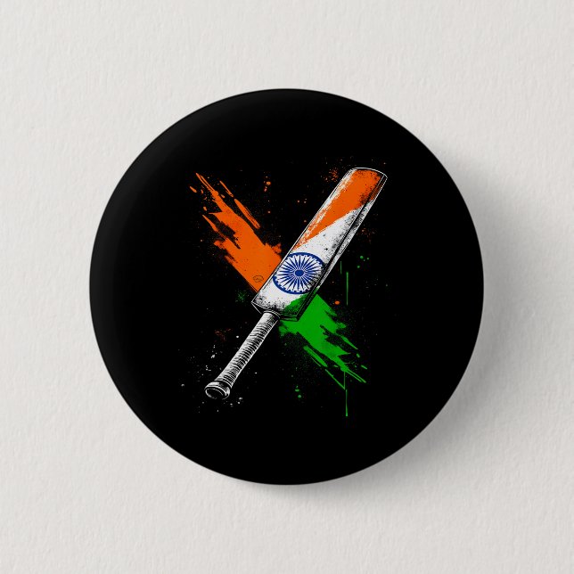 Indien Cricket T Cricket Krieger Britische Flagge  Button (Vorderseite)