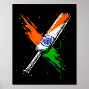Indien Cricket T Cricket Krieger Britische Flagge Poster