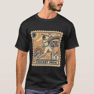 Indien Cricket Vintage Stempel Rupie mit Paisley-K T-Shirt