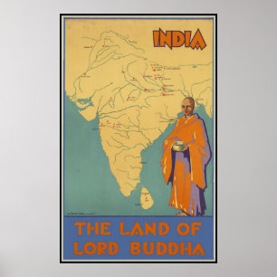 Indien das Land von Lord Buddha Poster