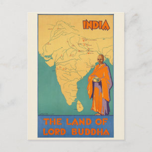 Indien Das Land von Lord Buddha Vintage Poster 193 Postkarte