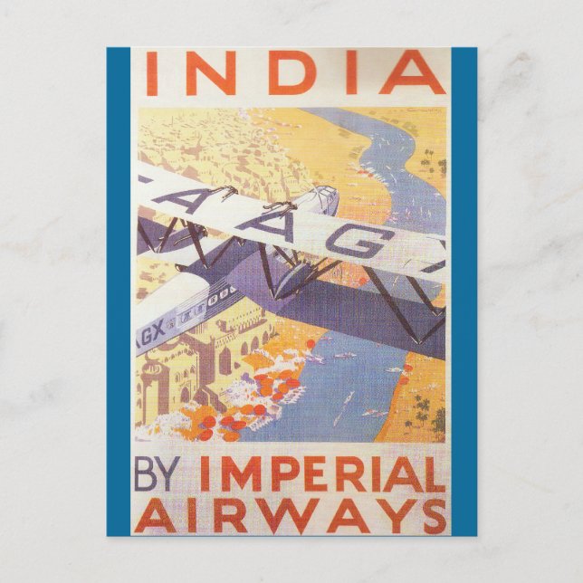 Indien durch Imperial Airways Postkarte (Vorderseite)