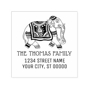 Indien Elefant Name Rücksendeadresse Monogramm Permastempel