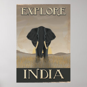 Indien Elefant Vintage-Reiseposter Poster