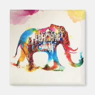 Indien Elephant Vintage Travel Liebe Wassercolor Magnet