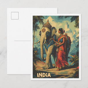 Indien erkunden Vintage-Reiseillustration Postkarte