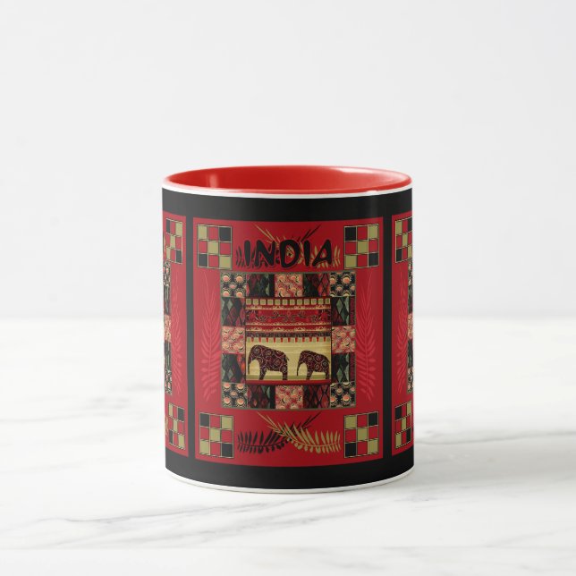 Indien ethnisches Patchwork Elefanten  Tasse (Zentrum)