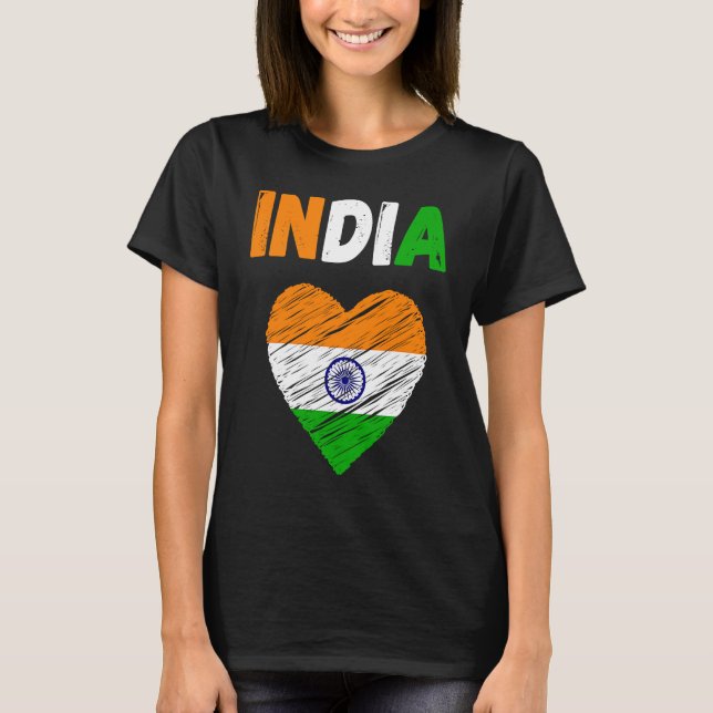 Indien Flag Holiday India Herzliche indische Flagg T-Shirt (Vorderseite)