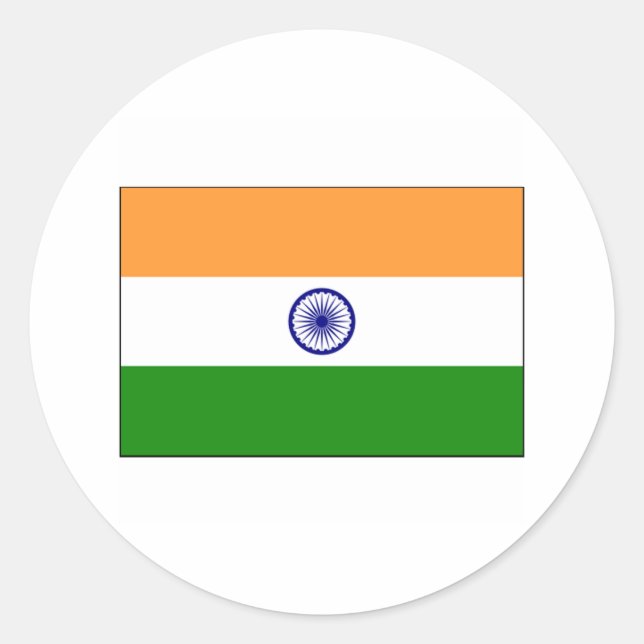 Indien FLAG International Runder Aufkleber (Vorderseite)