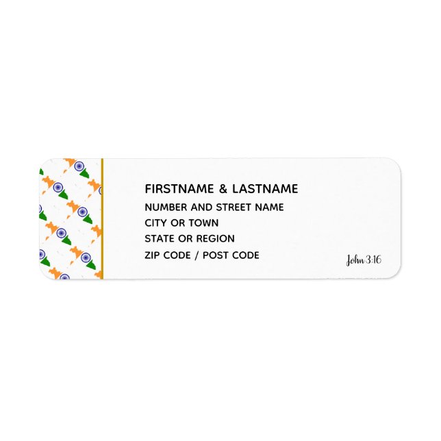 INDIEN FLAG | John 3:16 | Indian Map Rücksendeadre (Vorne)