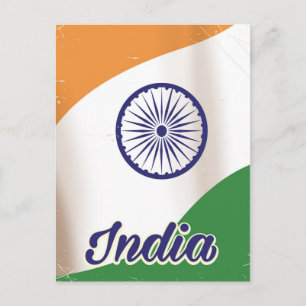 Indien Flag Vintage Reiseplakat. Postkarte