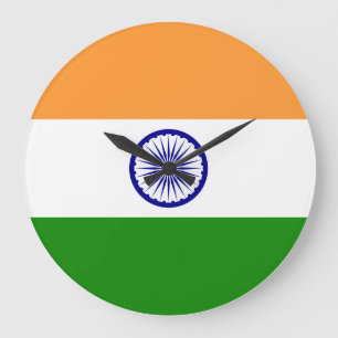 Indien-Flagge Große Wanduhr