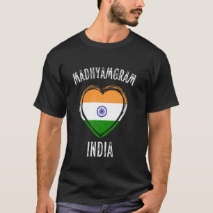 Indien-Flagge Herz Madhyamgram Stadt T-Shirt
