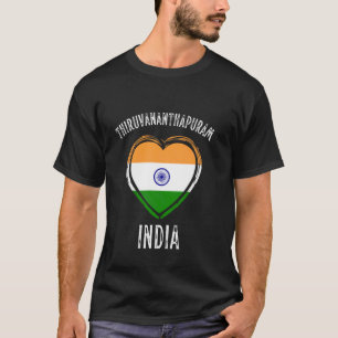 Indien-Flagge Herz Thiruvananthapuram Stadt T-Shirt
