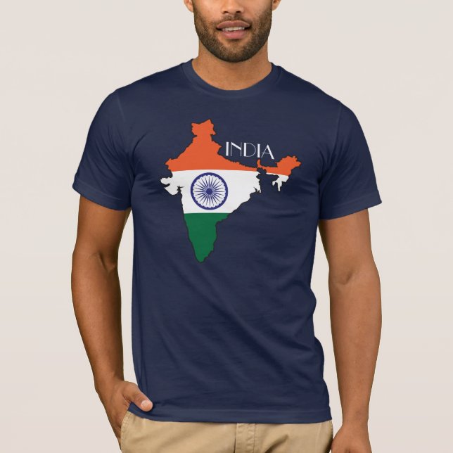 Indien Flagge-Karte Shirt (Vorderseite)