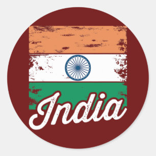 Indien-Flagge Vintage Indische Flagge Indien Ameri Runder Aufkleber